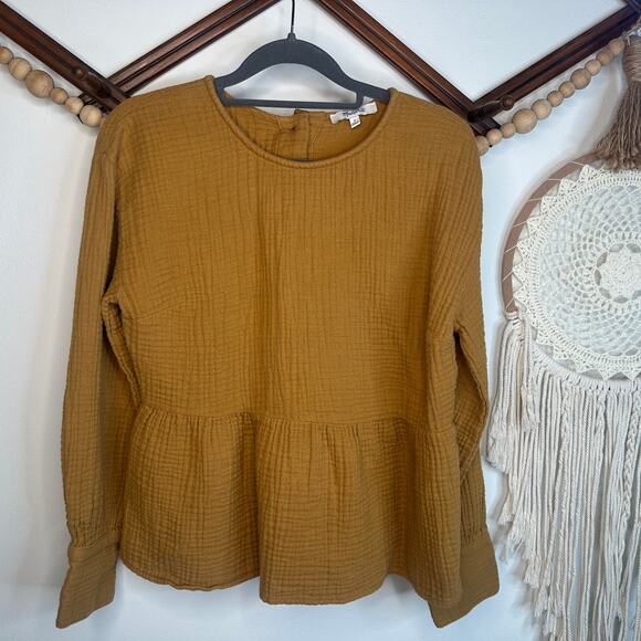 Madewell Mustard Button Back Skirted Top - Picture 1 of 4